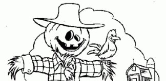 Smiling scarecrow printable picture