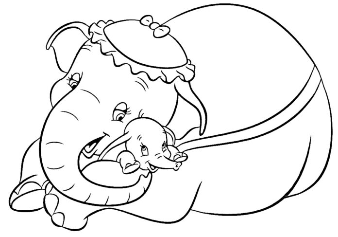 dumbo elephant with mommy printable picture