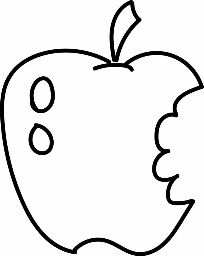 Obrázek nakousnutého jablka k vytištění
