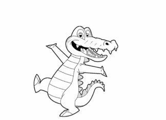 happy crocodile printable picture
