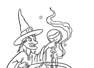 Čarodejnica pridáva obrázok s jedom na vytlačenie