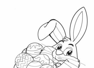 Easter bunny and Easter holidays picture to print