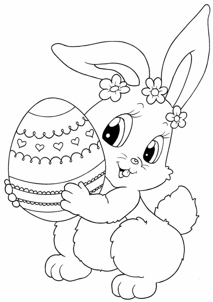easter bunny with egg picture to print