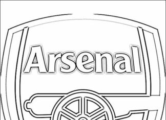 Arsenal Lontoon vaakuna värityskirja tulostettava