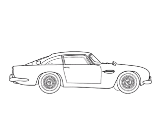 Aston Martin DB5 tulostettava värityskirja