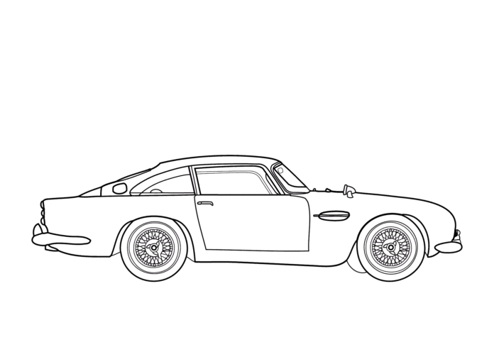 Aston Martin DB5 nyomtatható kifestőkönyv
