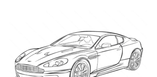 Aston Martin DBS coloring book to print