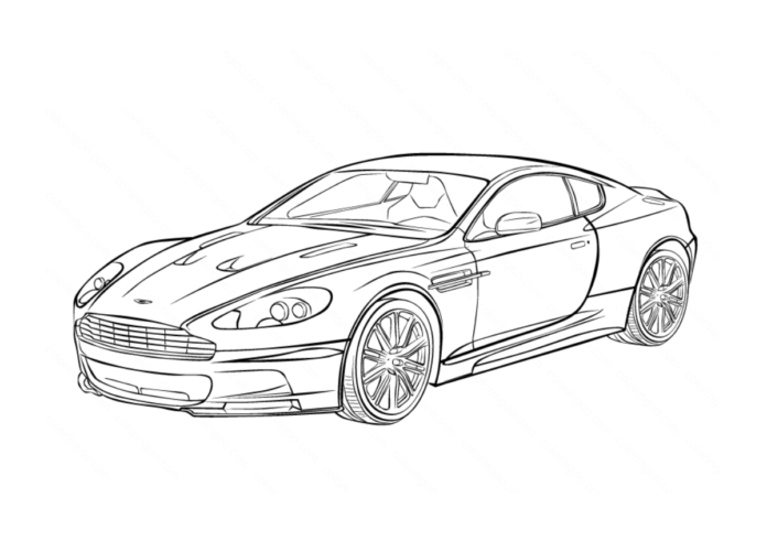 Libro da colorare Aston Martin DBS da stampare