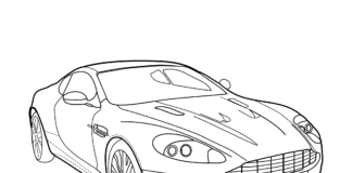 Libro da colorare Aston Martin V12 da stampare