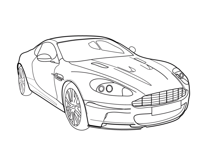 Aston Martin V12 tulostettava värityskirja