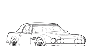 Aston Martin V8 coloring book to print