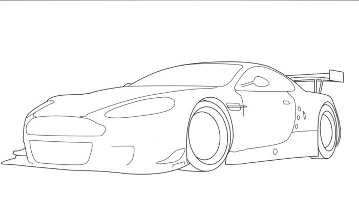 Aston Martin racing car coloring book to print and online