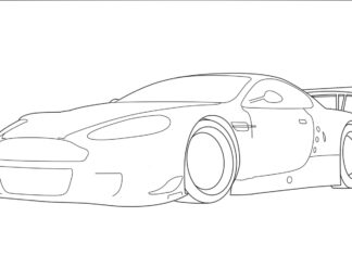 Livre à colorier sur les voitures de course Aston Martin à imprimer