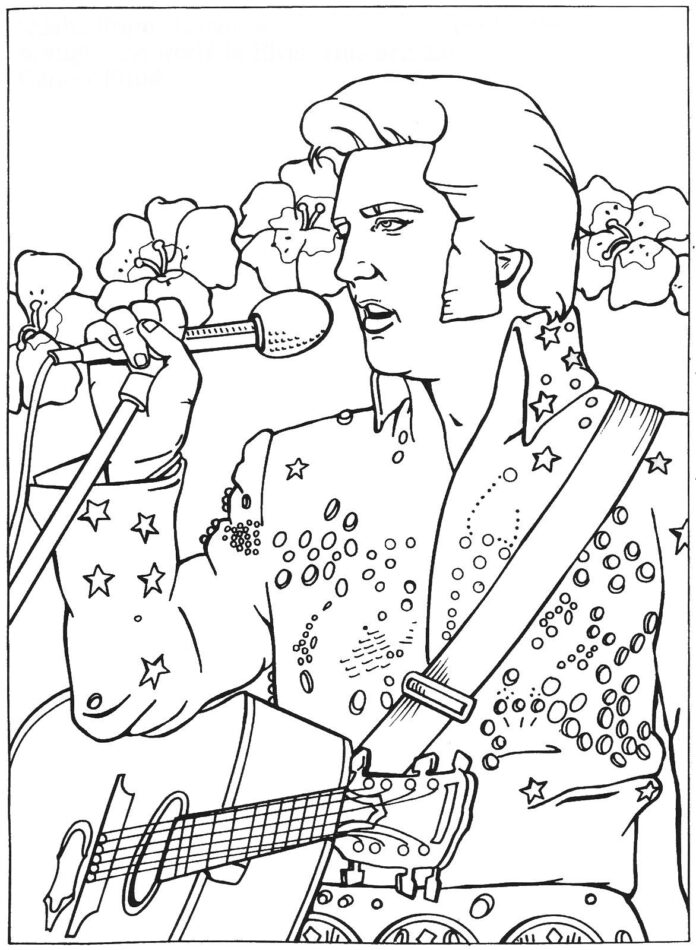 Libro da colorare di Elvis Presley da stampare