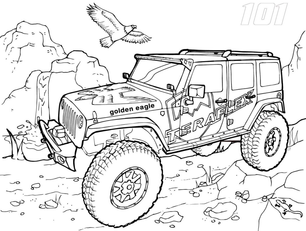 Jeep Rubicon Offroad-Malbuch zum Ausdrucken