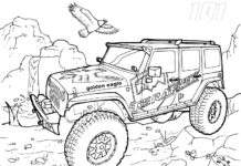 Jeep Rubicon off-road värityskirja painatusta varten