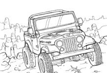 Jeep Wrangler roofless coloring book to print
