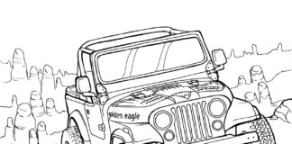 Jeep Wrangler bez dachu kolorowanka do drukowania