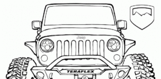 Jeep Wrangler tulostettava värityskirja