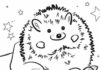 Hedgehog on hand coloring book to print