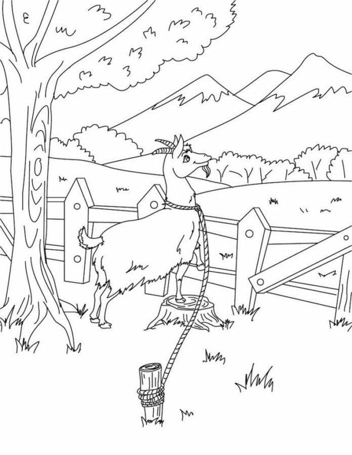 Koza v horách - omaľovánky na vytlačenie
