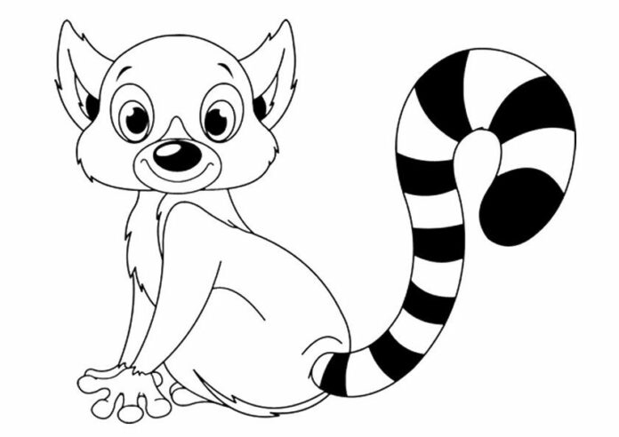 dibujo imprimible del libro para colorear del lemur sonriente