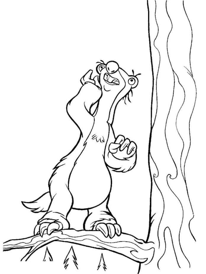 Sloth Sid coloring book to print