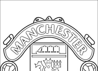 Manchester Unitedin vaakuna värityskirja tulostettavaksi