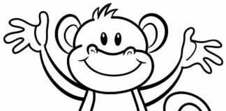 Fairy monkey coloring book to print