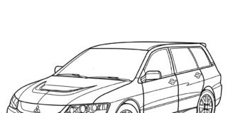 Livre à colorier Mitsubishi Lancer Evolution à imprimer