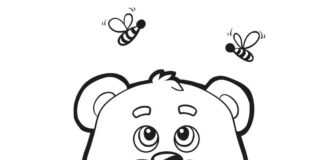 Bär und Honig Malbuch zum Ausdrucken
