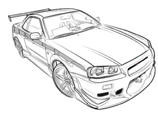 Nissan Skyline after tuning coloring book to print