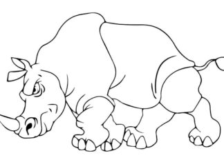 Stygg noshörning målarbok att skriva ut