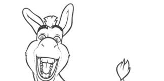 Donkey from the cartoon Shrek coloring book to print