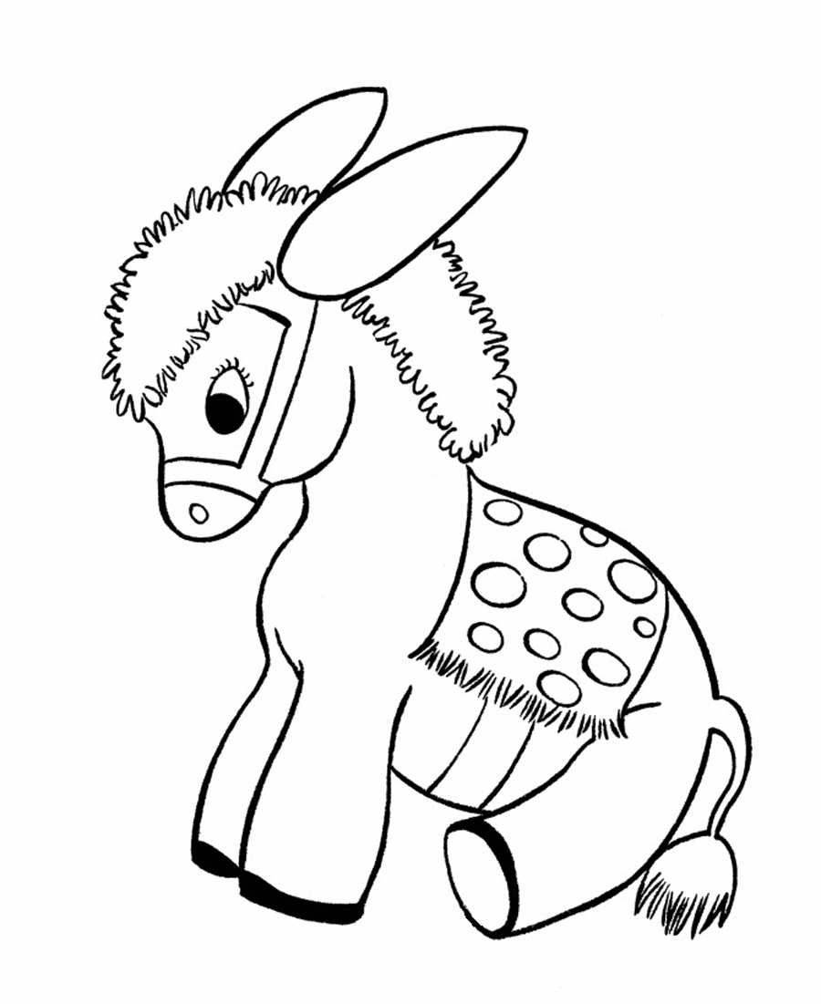Sitting donkey coloring book to print