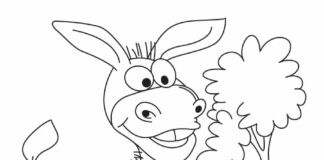 Smiling donkey coloring book to print