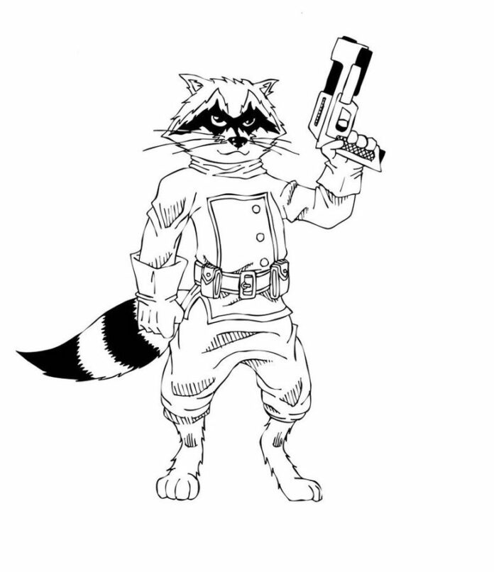 Raccoon from the fairy tale coloring book to print