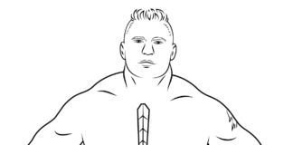 Wrestling Brock Lesnar coloring book to print