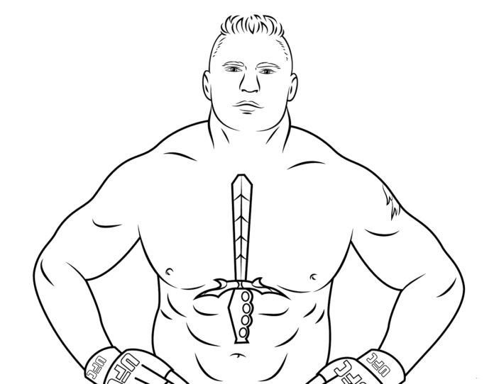 Wrestling Brock Lesnar coloring book to print