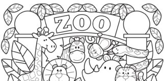 Zvířata v zoo k vytisknutí omalovánky