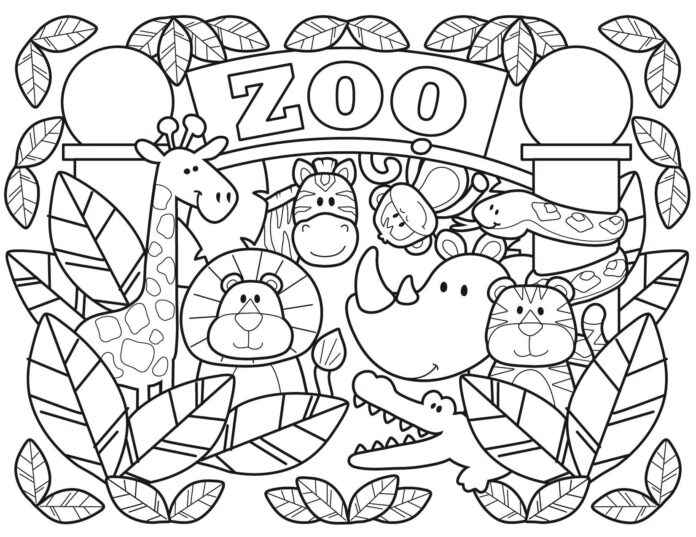 Libro da colorare animali dello zoo da stampare