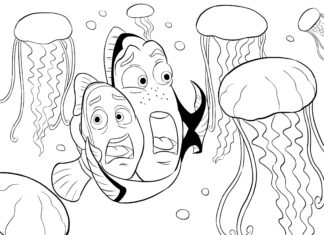 akvárium hol van Nemo nyomtatható kifestőkönyv