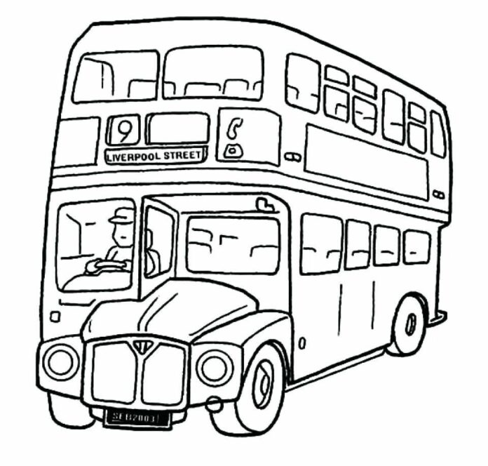 engelsk buss med dubbeldäckare som bild att skriva ut