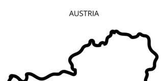 folha de coloração do mapa da áustria para impressão