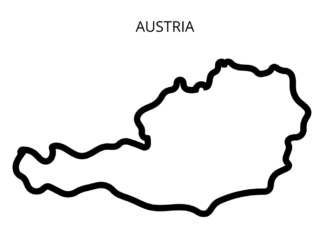 austria mapa kolorowanka do drukowania