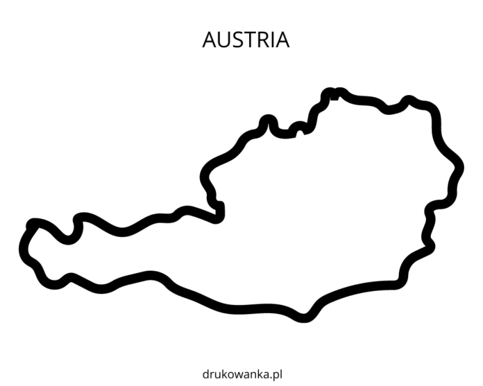 mapa Rakúska na vyfarbenie k vytlačeniu