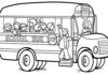 English bus coloring book to print