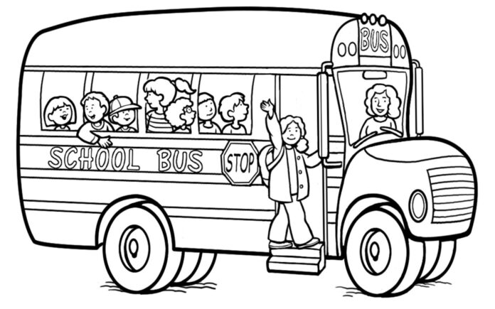 Englisches Bus-Malbuch zum Ausdrucken