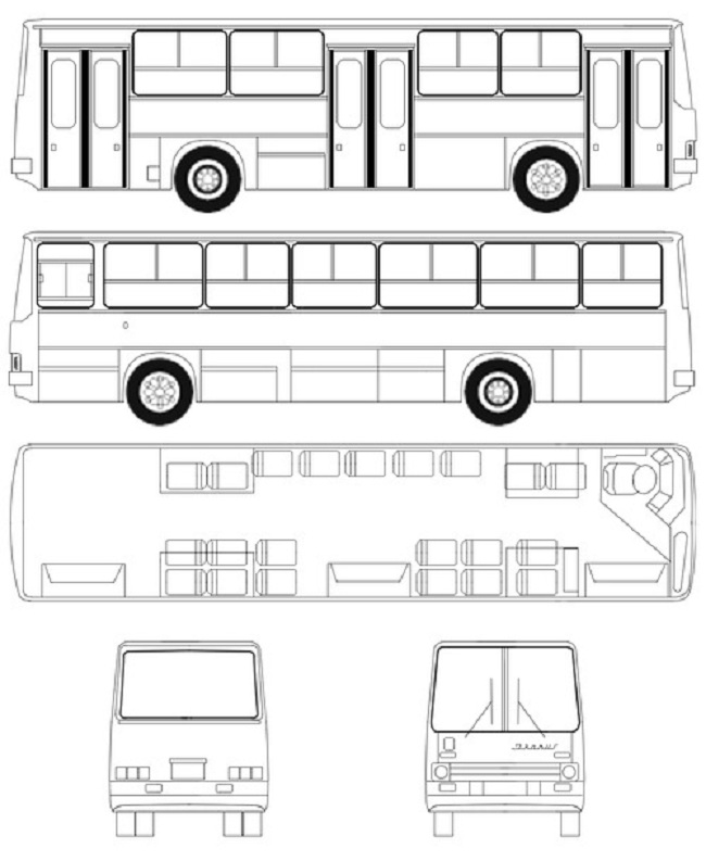 kĺbový autobus rozbitý obrázok pre tlač