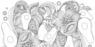 avocado patterned coloring book to print